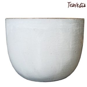 Macetero esmaltado blanco