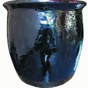 Macetero negro esmaltado